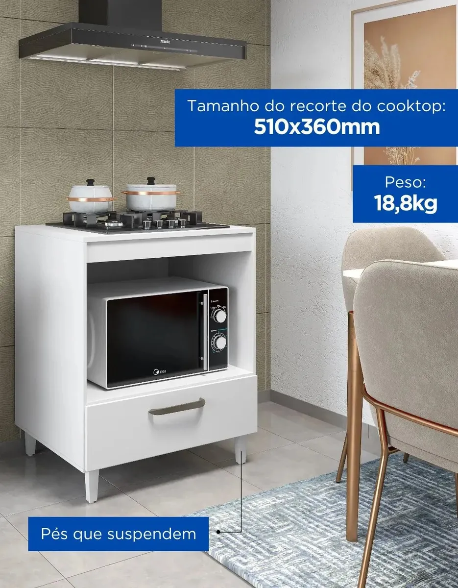 Balcão Cooktop Jade Plus Branco