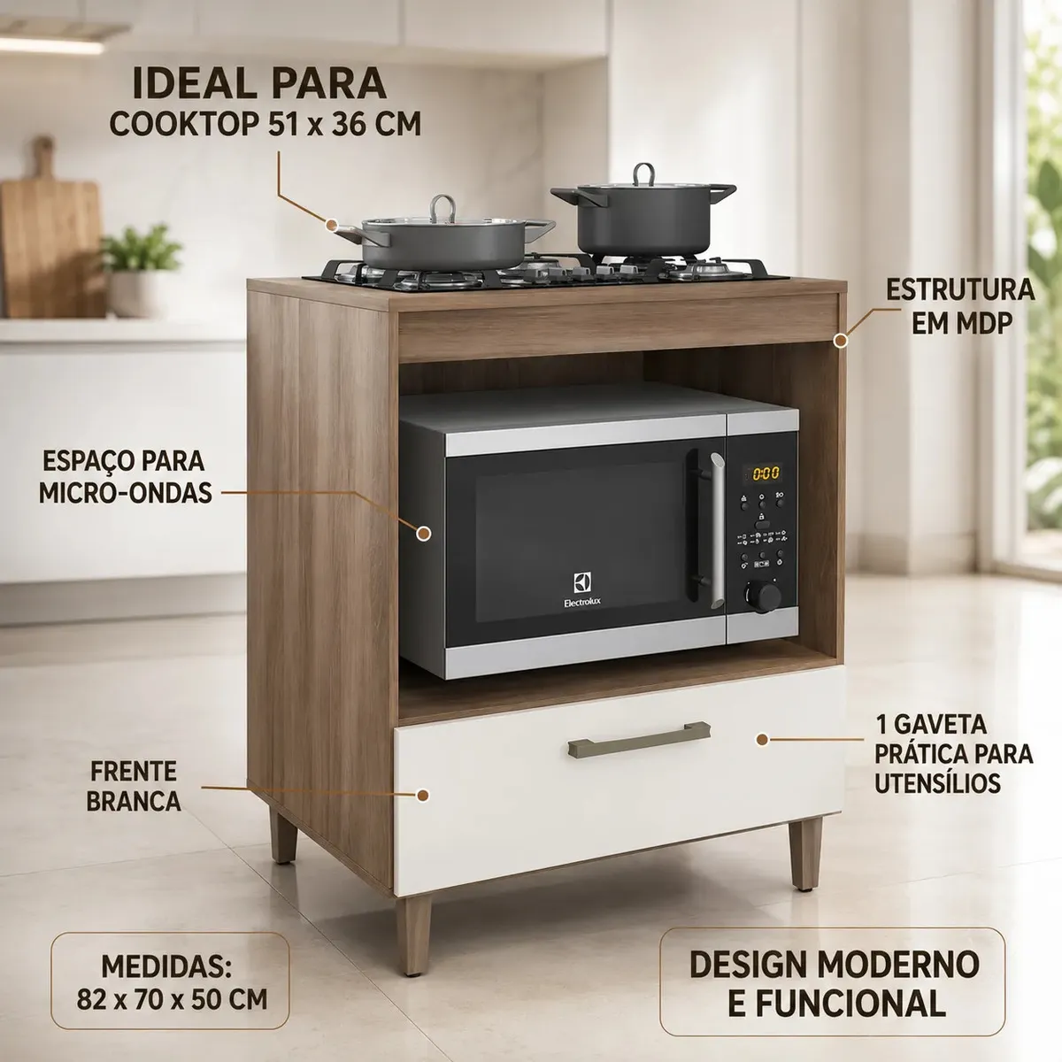 Balcão Móveis Paraná Cook Top 51cmx36cm armário cozinha