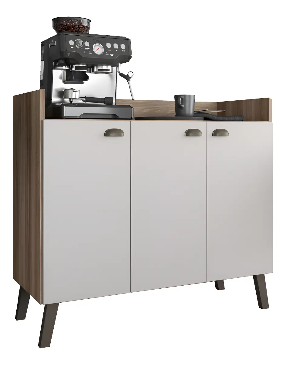 Balcão Buffet 90cm Móveis Paraná MDP Naturale Off White Moderno