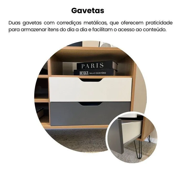 Rack Para Tv Até 55 Polegadas 1 Porta 2 Gavetas Estocolmo