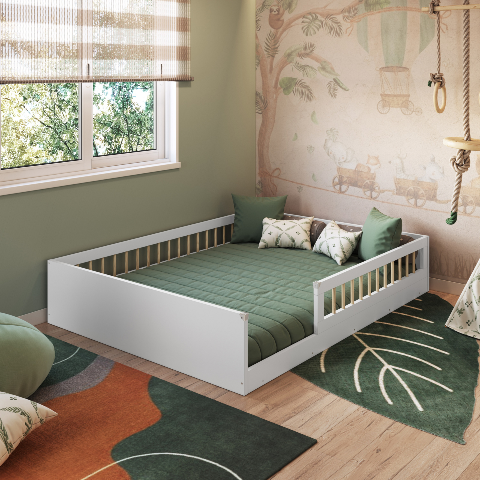 Cama infantil Montessoriana de Casal Linha Affetto cor Branco