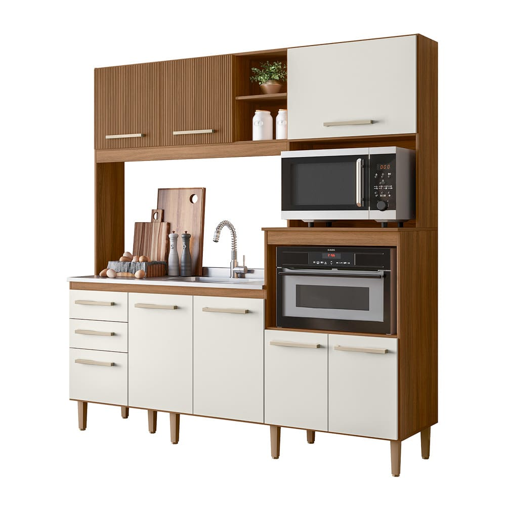 KIT COZINHA PIATA IPE/OFF WHITE CRISTAL