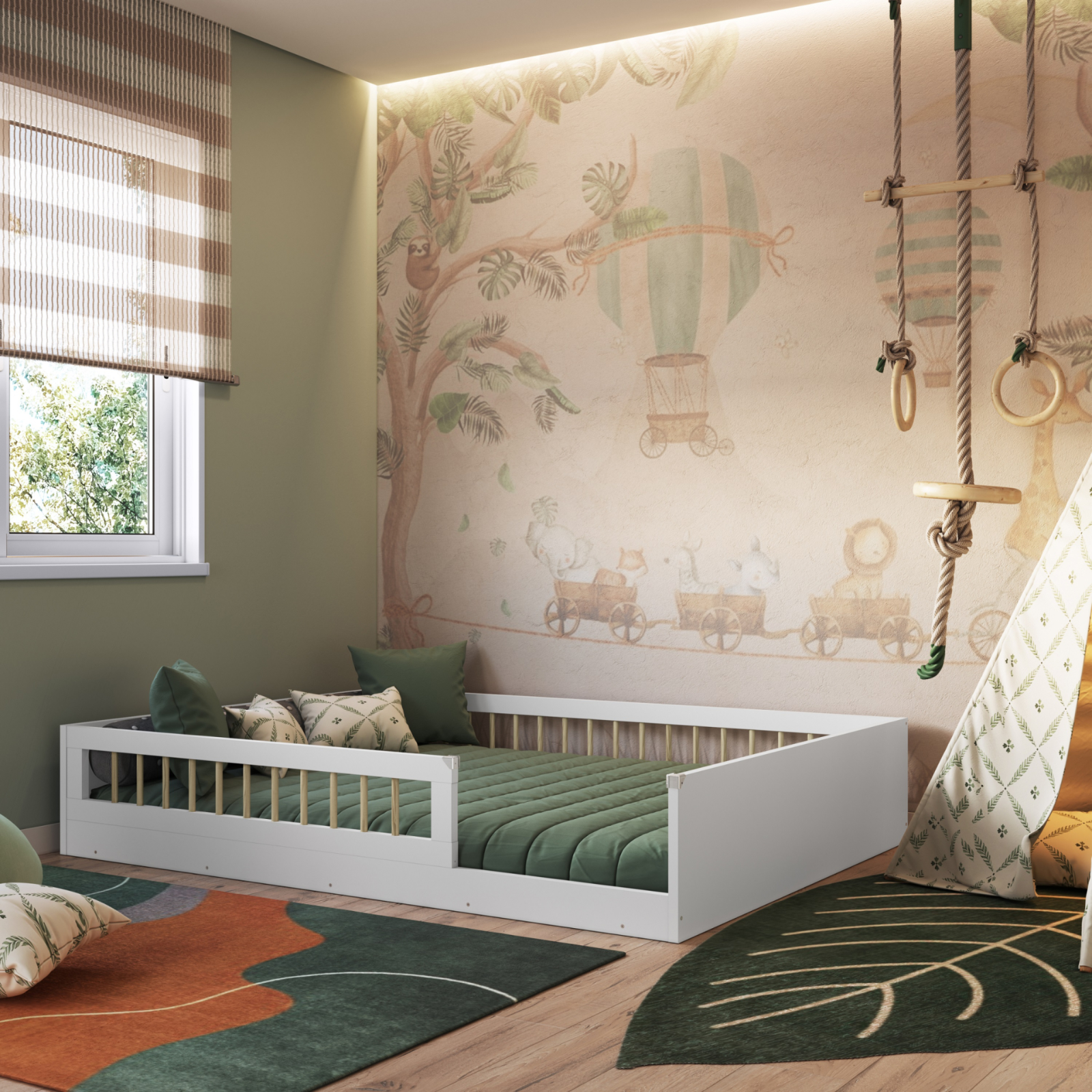 Cama infantil Montessoriana de Casal Linha Affetto cor Branco