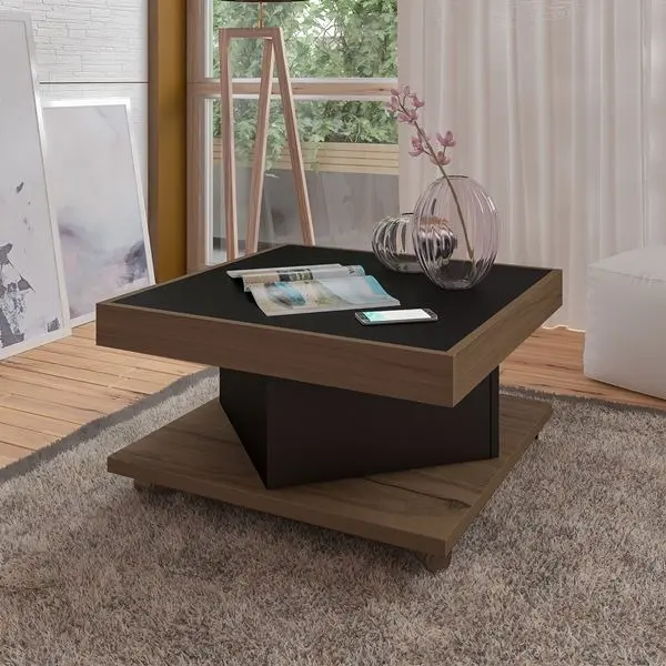 Mesa De Centro Saara Amêndoa C/ Preto