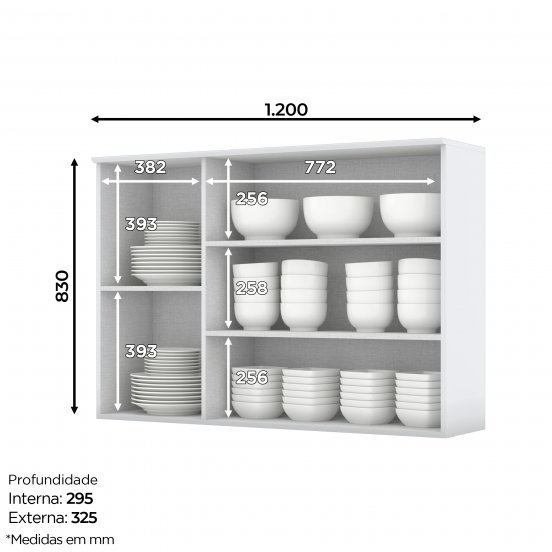 Aéreo 120 Branco cozinha americana